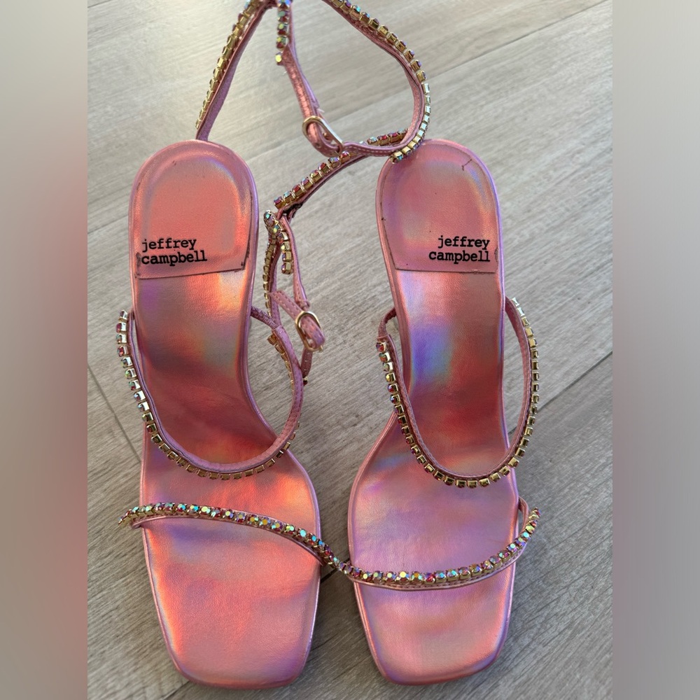 Jeffrey Campbell pink rhinestone heels